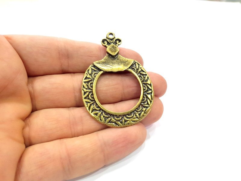 2 Antique Bronze Pendant Antique Bronze Plated Metal ( 55x41mm) G15813