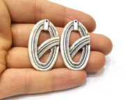 2 Silver Charms Antique Silver Plated Charms (40x23mm)  G16640