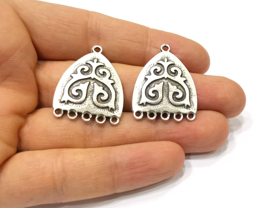 2 Silver Charms Connector Antique Silver Plated Charms (32x25mm)  G16645