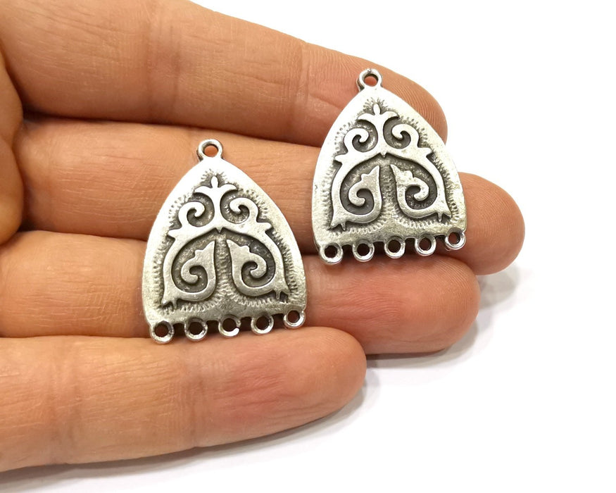 2 Silver Charms Connector Antique Silver Plated Charms (32x25mm)  G16645