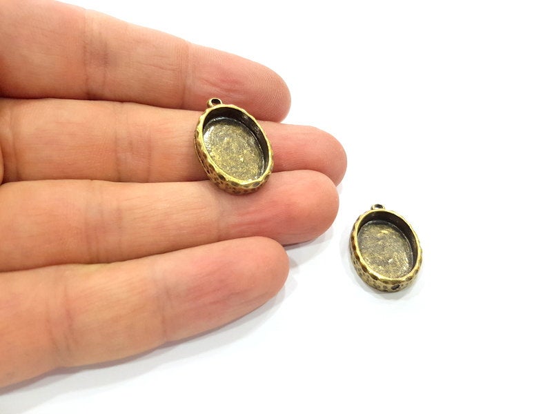 4 Hammered Base Resin Base Pendant Blank inlay Blank Mosaic Blank Bezel Setting Mountings Antique Bronze Plated Metal (18x13mm blank) G21769