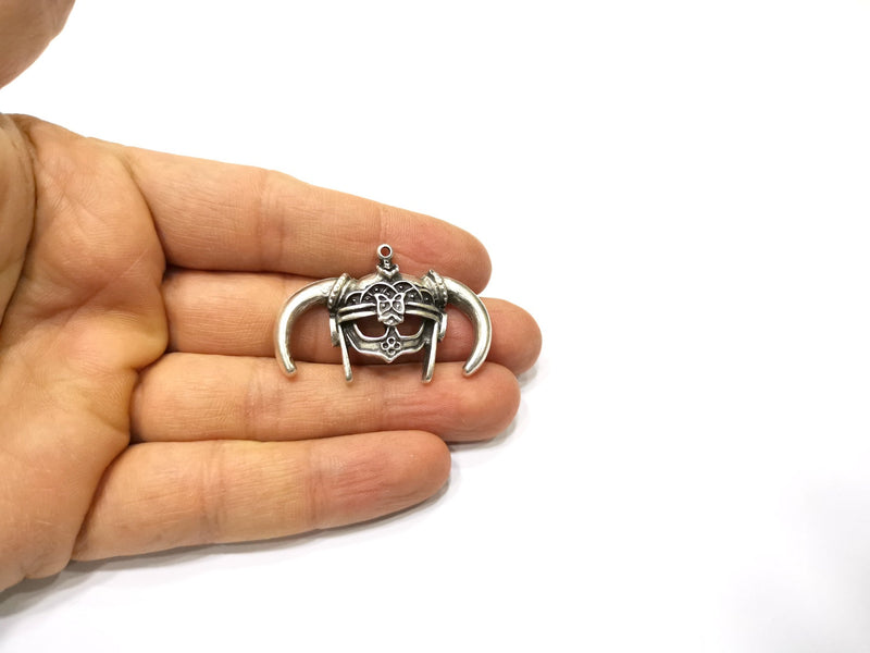 2 Silver Charms Antique Silver Plated Charms (44x29mm)  G16646