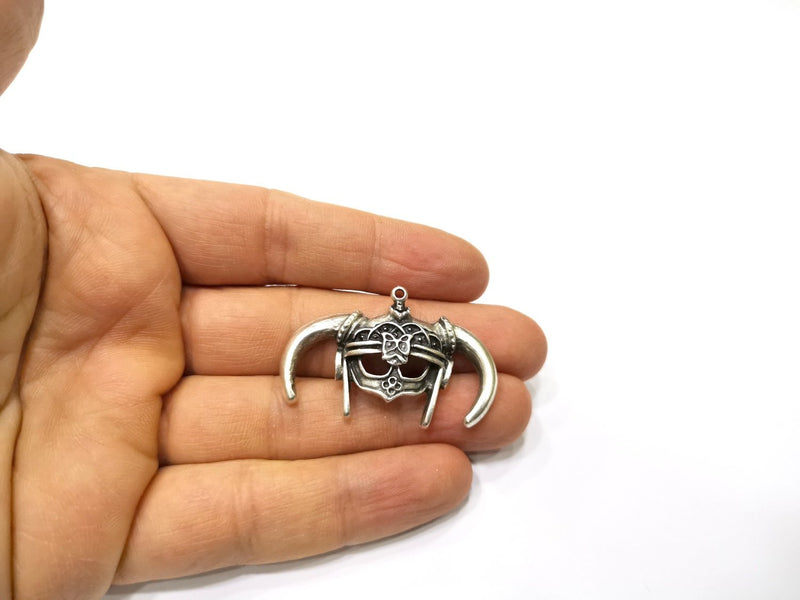 2 Silver Charms Antique Silver Plated Charms (44x29mm)  G16646