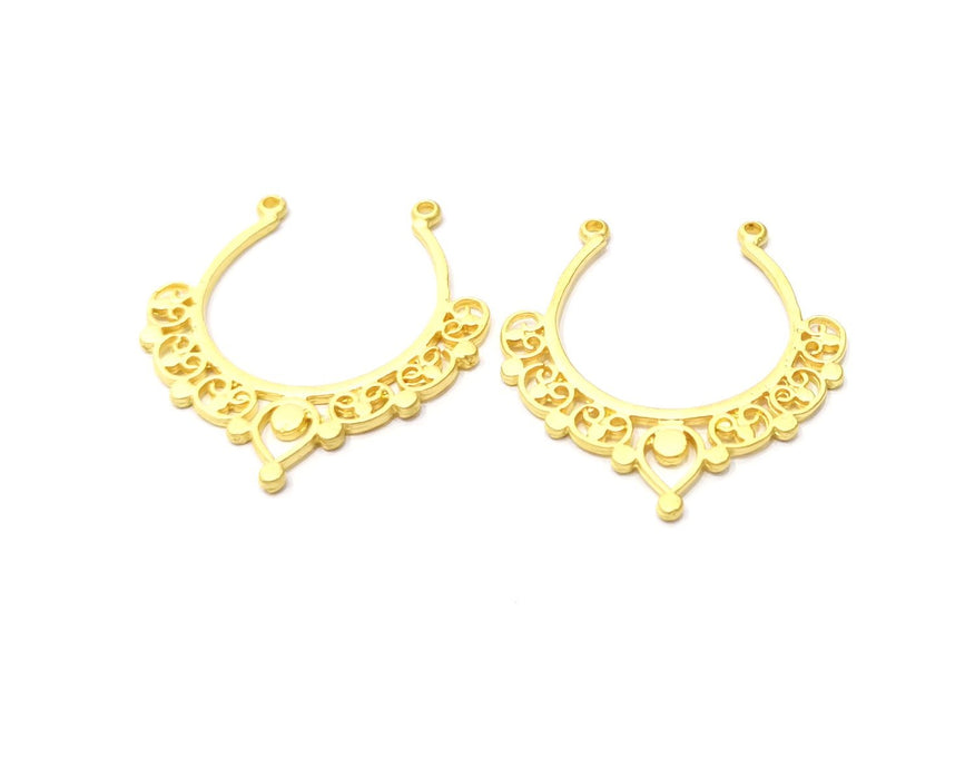 2 Gold Charms Gold Plated Charms  (42x38mm)  G16647