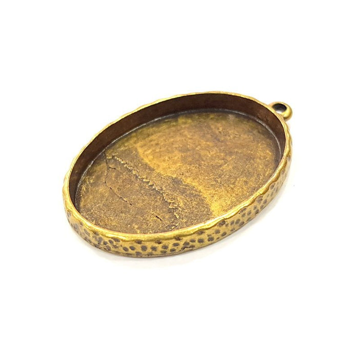 Hammered Base Resin Base Pendant Blank inlay Blank Mosaic Blank Bezel Setting Mountings Antique Bronze Plated Metal (40x30mm blank) G17627
