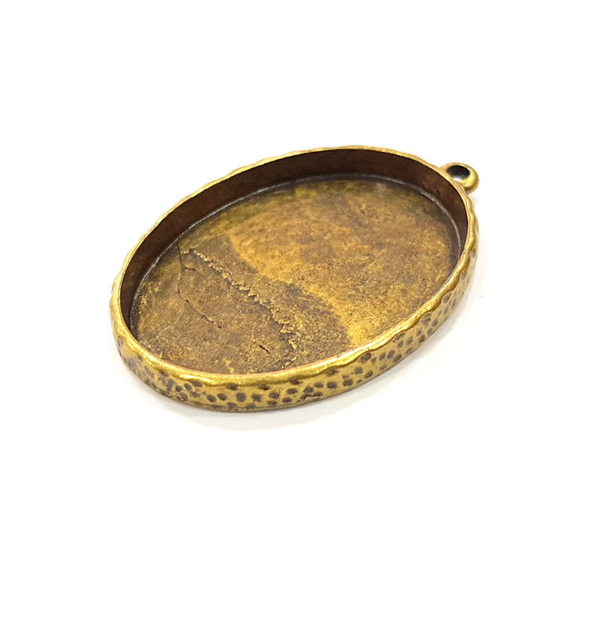 Hammered Base Resin Base Pendant Blank inlay Blank Mosaic Blank Bezel Setting Mountings Antique Bronze Plated Metal (40x30mm blank) G17627