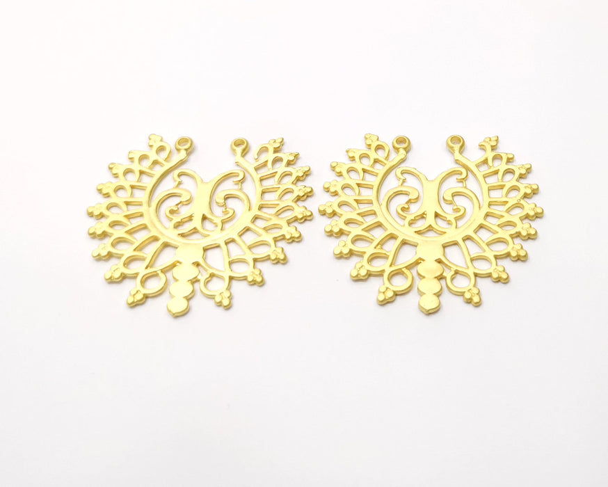 2 Gold Charms Gold Plated Charms  (42x38mm)  G16648