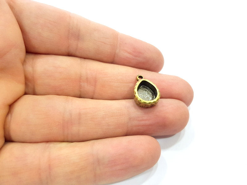 4 Hammered Base Resin Base Pendant Blank inlay Blank Mosaic Blank Bezel Setting Mountings Antique Bronze Plated Metal (10x8mm blank) G15821