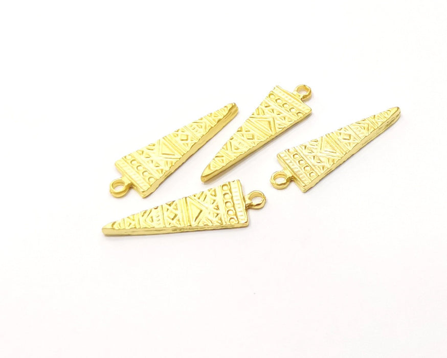 4 Gold Charms Gold Plated Charms  (28x9mm)  G16649