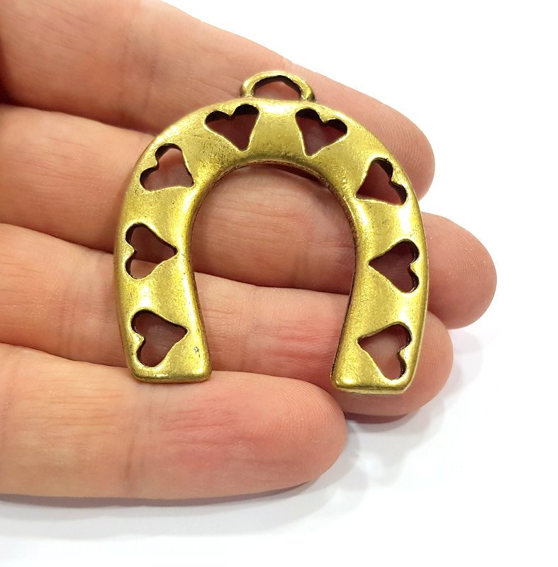 Horseshoe Pendant Antique Bronze Pendant Antique Bronze Plated Metal ( 48x42mm) G15822