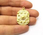 2 Gold Charms Gold Plated Charms  (35x24mm)  G16650