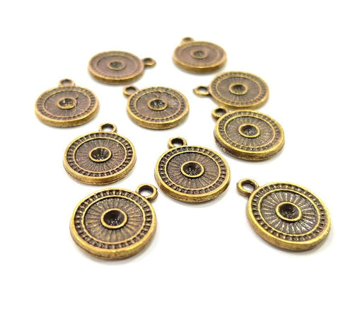 10 Antique Bronze Charm Antique Bronze Plated Metal  (13mm) G15823