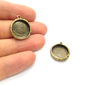 4 Hammered Base Resin Base Pendant Blank inlay Blank Mosaic Blank Bezel Setting Mountings Antique Bronze Plated Metal (16mm blank) G15824