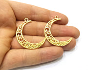 2 Crescent Charms Gold Plated Charms  (39x28mm)  G16651