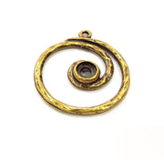 2 Spiral Charm Antique Bronze Charm Antique Bronze Plated Metal  (36mm) G15826