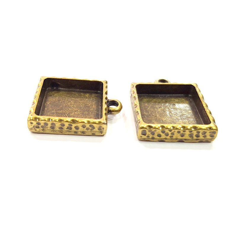 2 Hammered Base Resin Base Pendant Blank inlay Blank Mosaic Blank Bezel Setting Mountings Antique Bronze Plated Metal (16mm blank) G15827