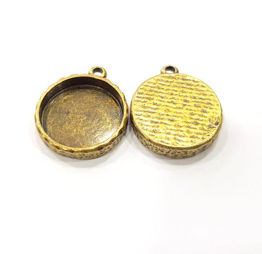 2 Hammered Base Resin Base Pendant Blank inlay Blank Mosaic Blank Bezel Setting Mountings Antique Bronze Plated Metal (22mm blank) G15830