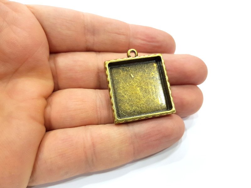 Hammered Base Resin Base Pendant Blank inlay Blank Mosaic Blank Bezel Setting Mountings Antique Bronze Plated Metal (25mm blank) G15832
