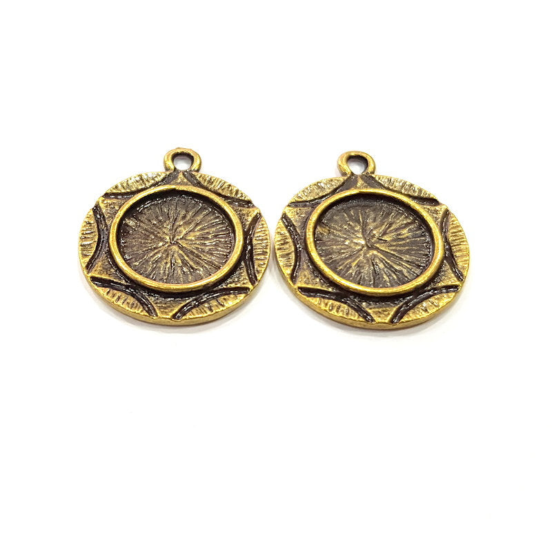 2 Antique Bronze Charm Antique Bronze Plated Metal  (22mm) G15833