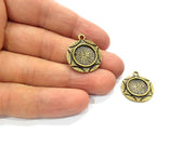 2 Antique Bronze Charm Antique Bronze Plated Metal  (22mm) G15833