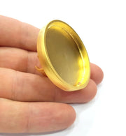Gold Ring Base Blank Setting Cabochon Base inlay Ring Backs Mounting Adjustable Ring Base Bezel (40mm blank ) Gold Plated Metal G15834
