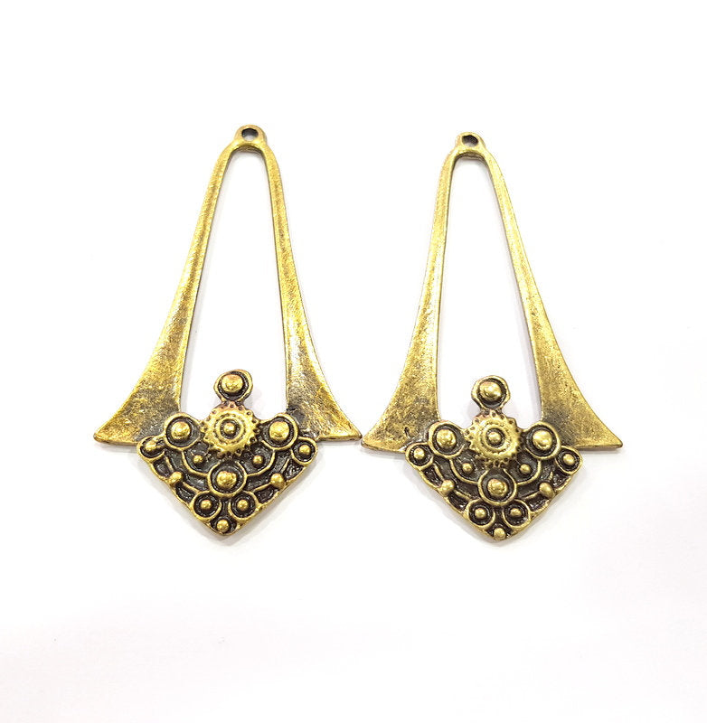2 Antique Bronze Pendant Antique Bronze Plated Metal (71x38mm) G15835