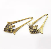2 Antique Bronze Pendant Antique Bronze Plated Metal (71x38mm) G15835