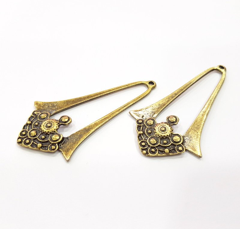 2 Antique Bronze Pendant Antique Bronze Plated Metal (71x38mm) G15835