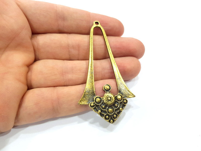 2 Antique Bronze Pendant Antique Bronze Plated Metal (71x38mm) G15835