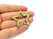 10 Hammered Star Charm Antique Bronze Charm Antique Bronze Plated Metal  (42mm) G15836