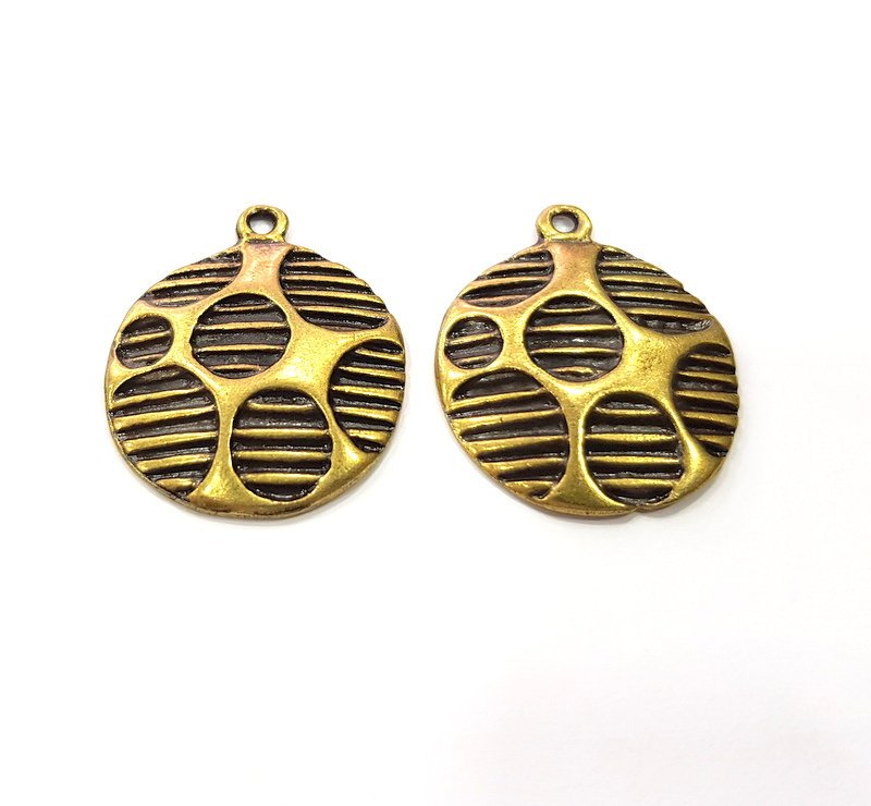 2 Antique Bronze Charm Antique Bronze Plated Metal  (26mm) G15841