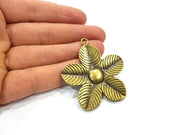 Flower Pendant Antique Bronze Pendant Antique Bronze Plated Metal ( 54x49mm) G15843