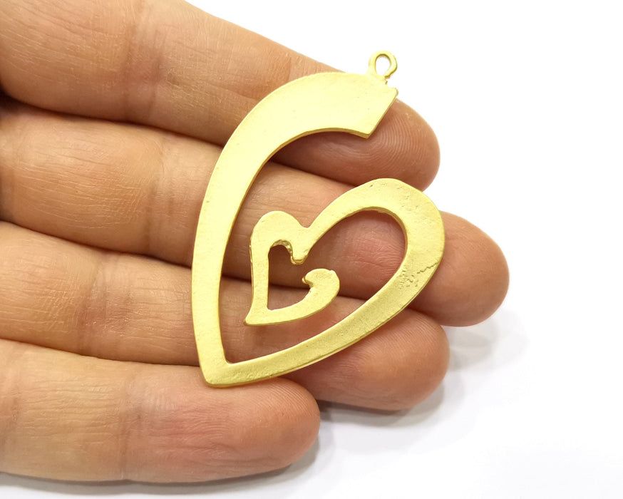 Heart Charms Gold Plated Charms  (57x36mm)  G16652