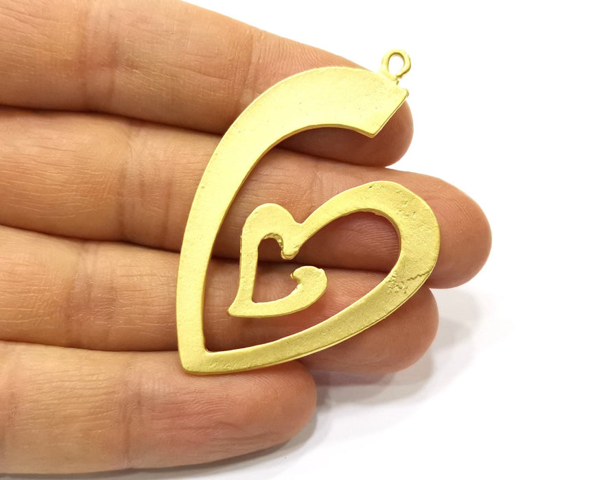 Heart Charms Gold Plated Charms  (57x36mm)  G16652