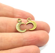 20 Crescent Charm Antique Bronze Charm Antique Bronze Plated Metal  (15x10mm) G15844