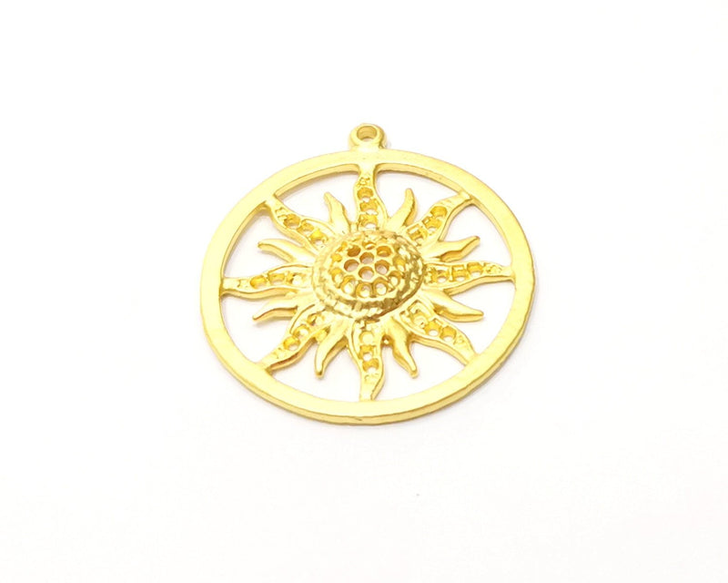 2 Sun Charms Gold Plated Charms  (31mm)  G16654
