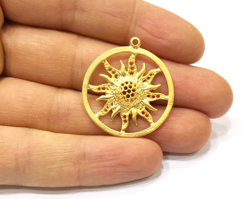 2 Sun Charms Gold Plated Charms  (31mm)  G16654