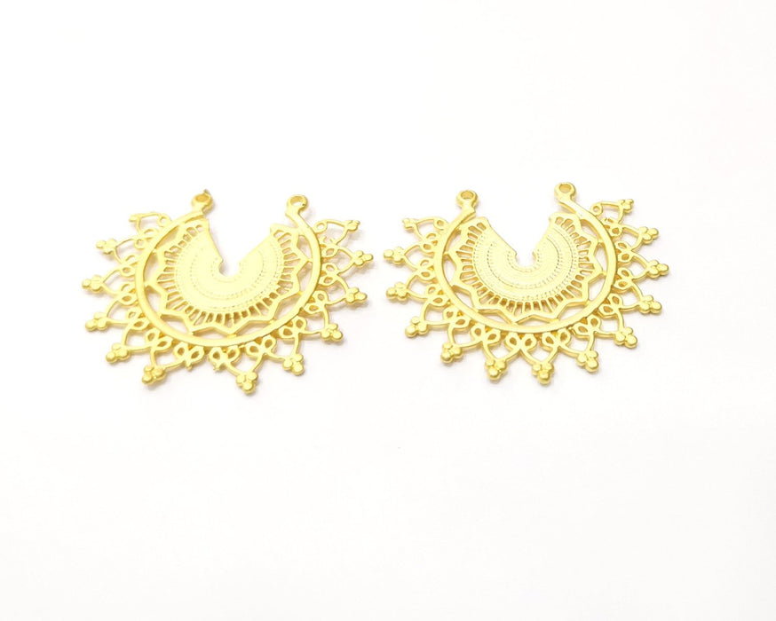 2 Gold Charms Gold Plated Charms  (44x36mm)  G16655