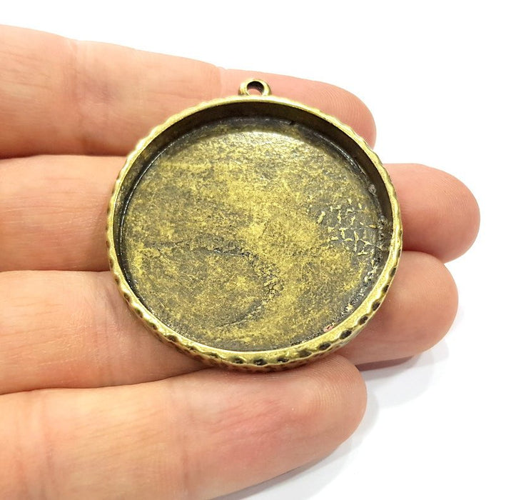 Hammered Base Resin Base Pendant Blank inlay Blank Mosaic Blank Bezel Setting Mountings Antique Bronze Plated Metal (40mm blank) G17626