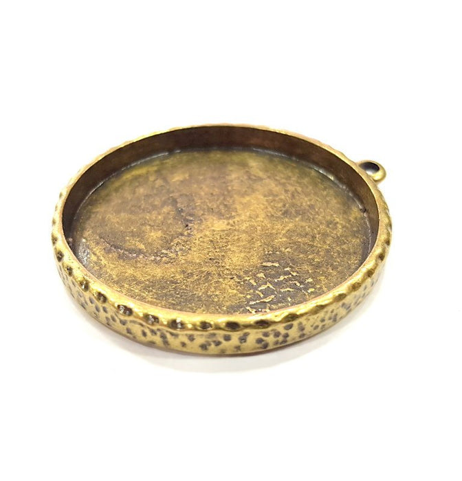 Hammered Base Resin Base Pendant Blank inlay Blank Mosaic Blank Bezel Setting Mountings Antique Bronze Plated Metal (40mm blank) G17626