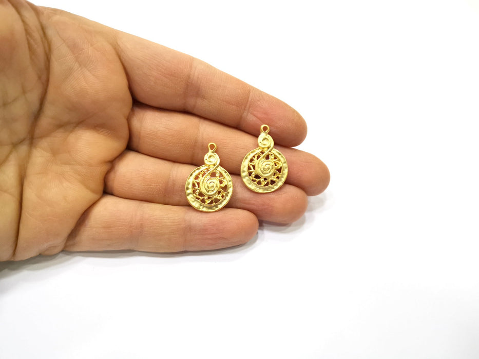 2 Gold Charms Gold Plated Charms  (26x18mm)  G16656