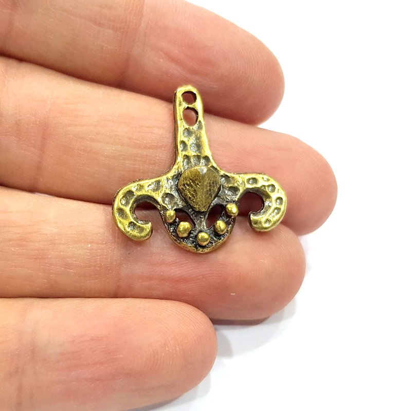 4 Antique Bronze Charm Antique Bronze Plated Metal  (27x20mm) G15851