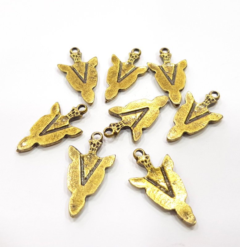 8 Antique Bronze Charm Antique Bronze Plated Metal  (25x14mm) G15852