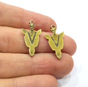 8 Antique Bronze Charm Antique Bronze Plated Metal  (25x14mm) G15852