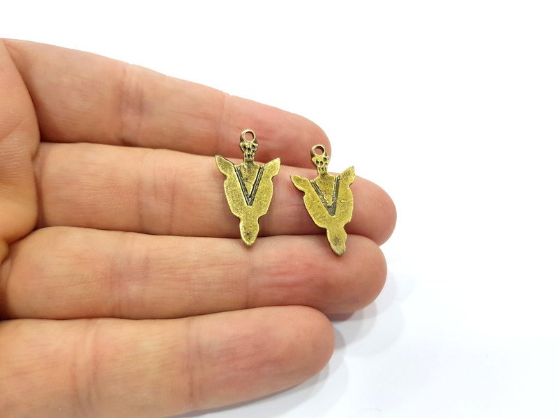 8 Antique Bronze Charm Antique Bronze Plated Metal  (25x14mm) G15852