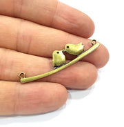 4 Bird Charm Antique Bronze Charm Antique Bronze Plated Metal  (50x11mm) G15853