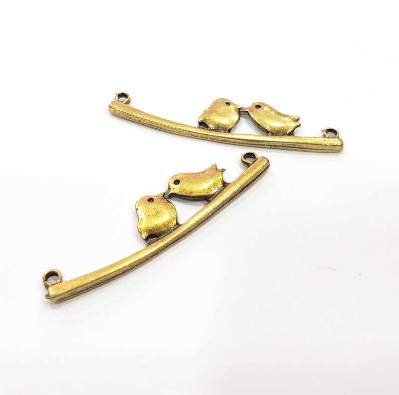 4 Bird Charm Antique Bronze Charm Antique Bronze Plated Metal  (50x11mm) G15853