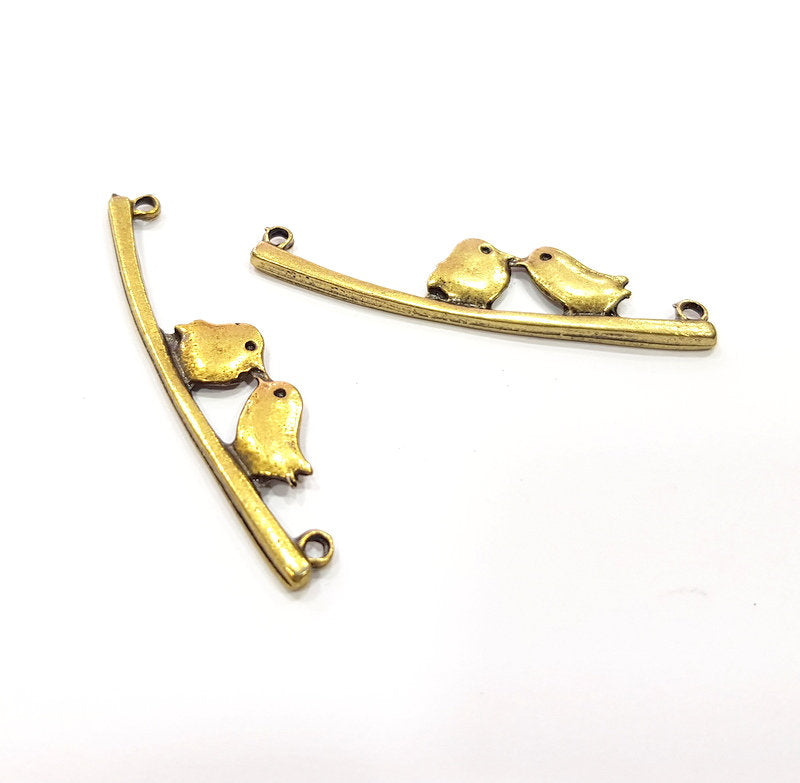 4 Bird Charm Antique Bronze Charm Antique Bronze Plated Metal  (50x11mm) G15853