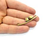 4 Bird Charm Antique Bronze Charm Antique Bronze Plated Metal  (50x11mm) G15853