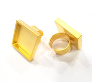 Gold Ring Base Blank Setting Cabochon Base inlay Ring Backs Mounting Adjustable Ring Base Bezel (25mm blank ) Gold Plated Metal G15855